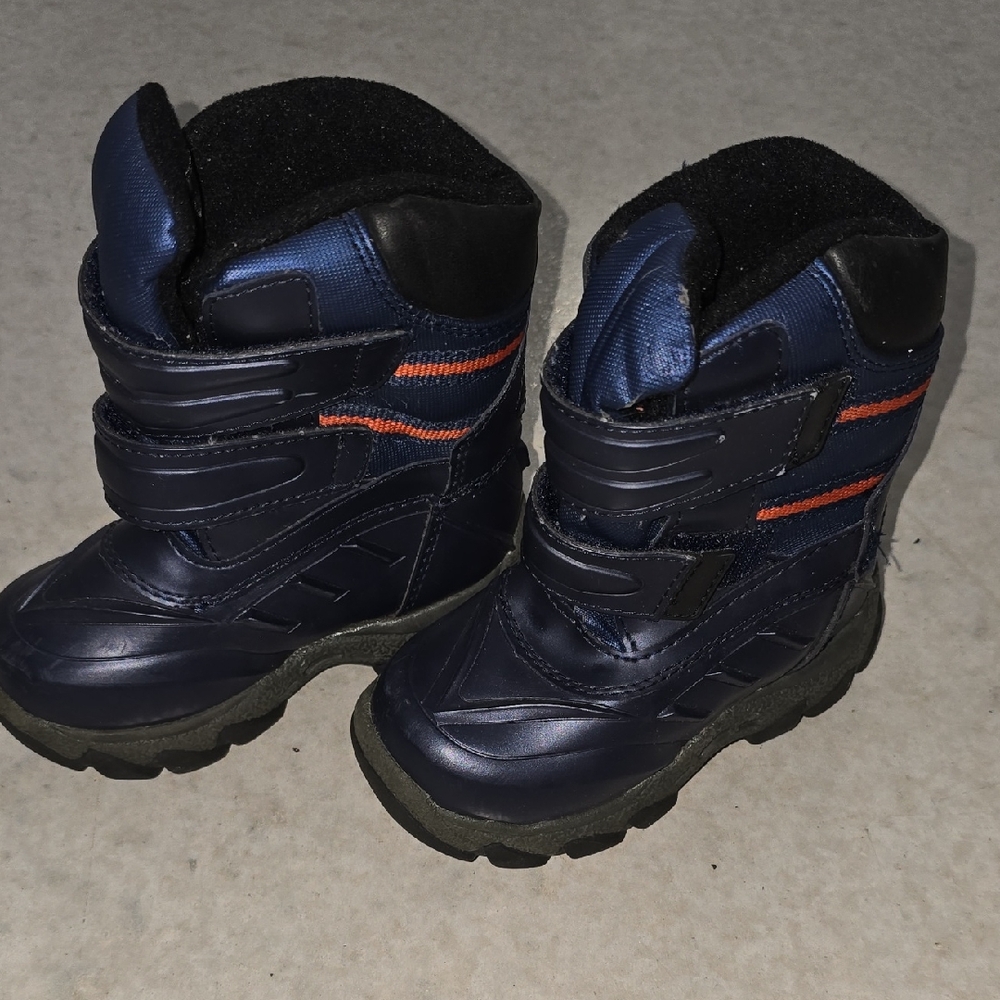 Velocity Kids Blue and Black Boots with Orange Stripes